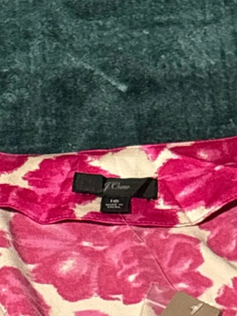 NWT J. Crew Size 16 Fuchsia Pink Floral V-Neck Blouse NEW